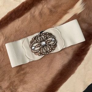 Embellished cream belt